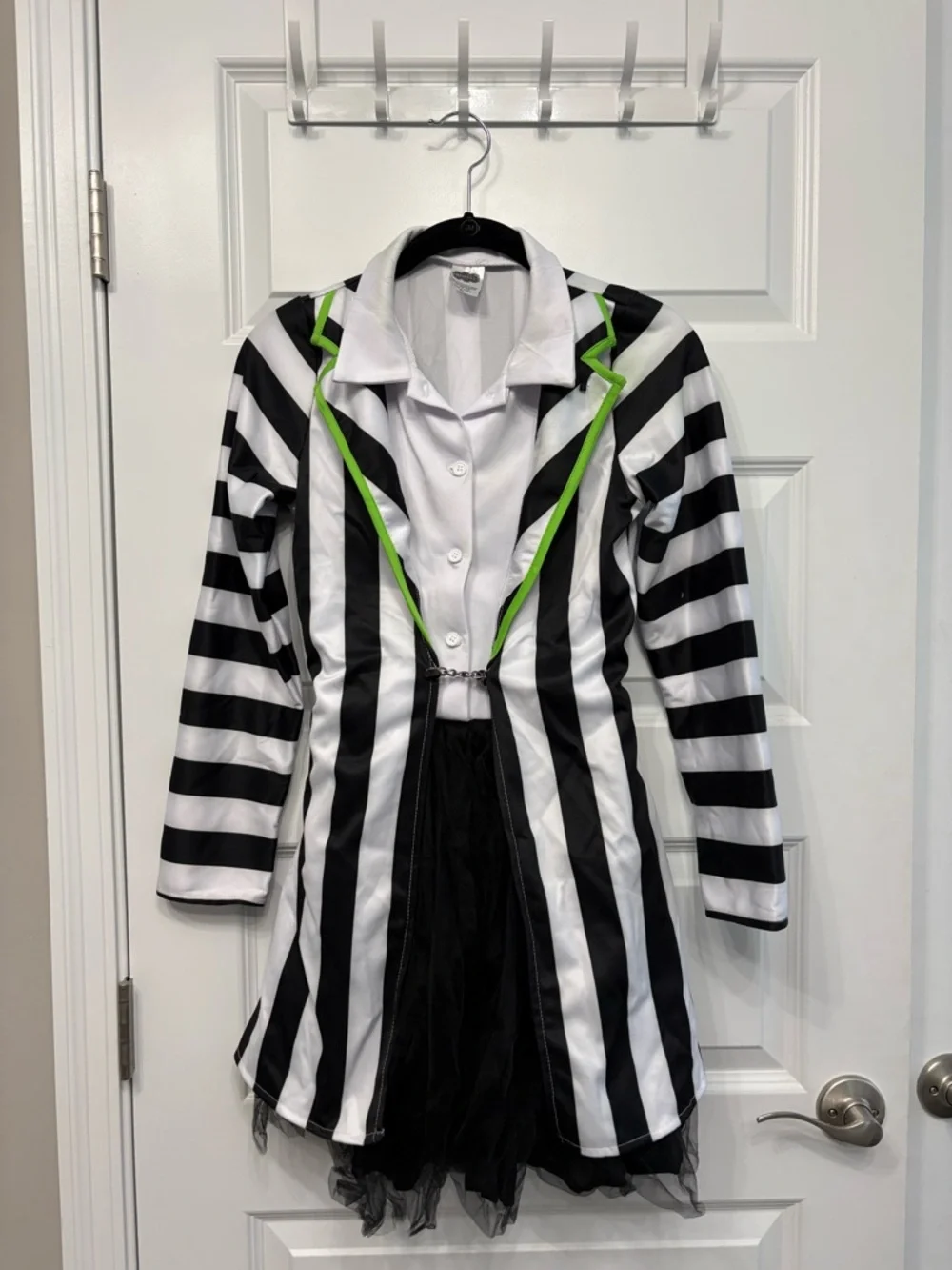 Beetlejuice Girls' Black & White Striped Costume Halloween